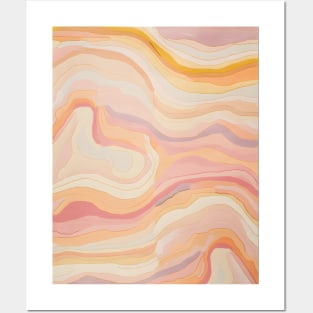 Boho Soft Pink and Orange Abstract Swirl Posters and Art